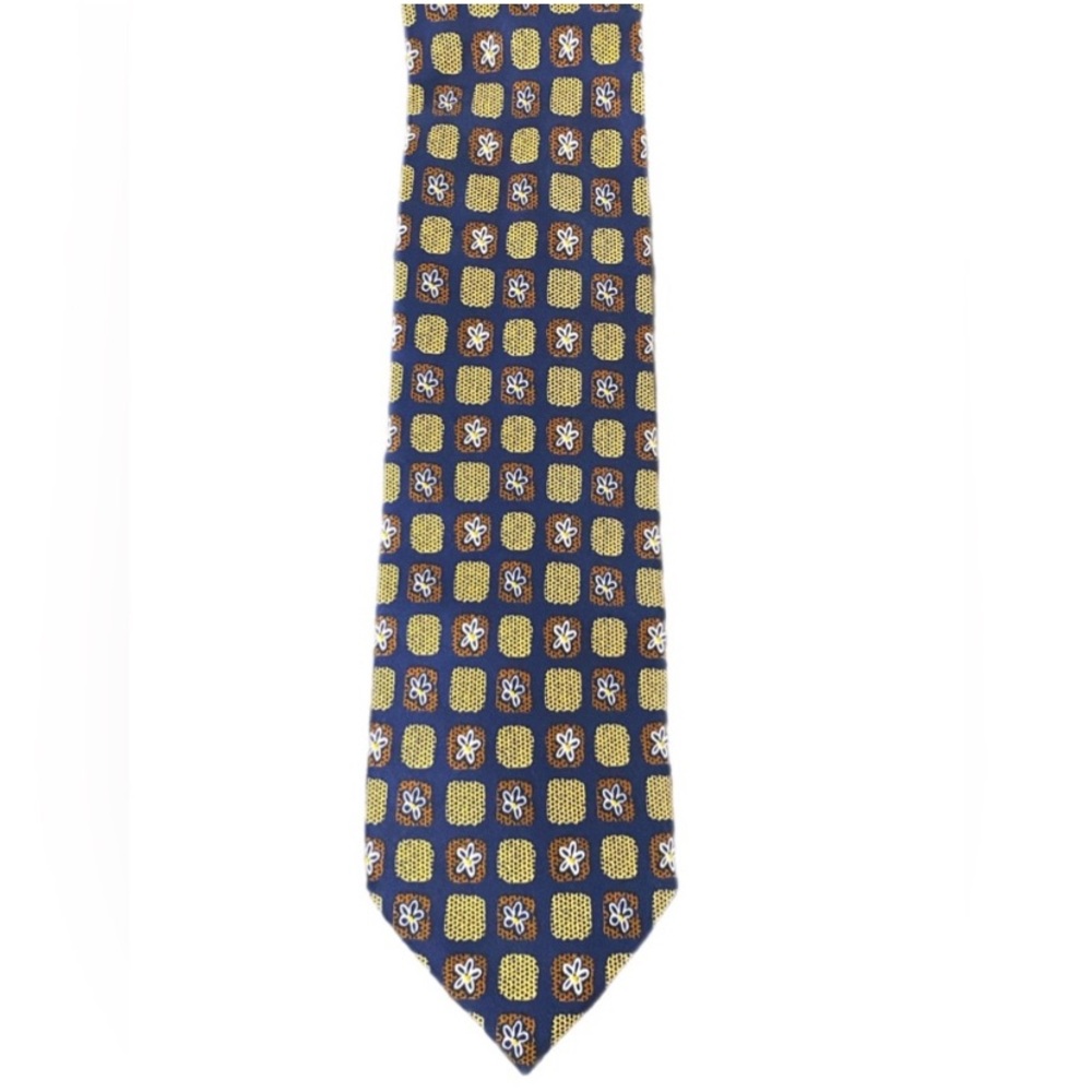 Como House 100% Silk Tie Made In Italy- Geometric/floral Pattern 58” Long